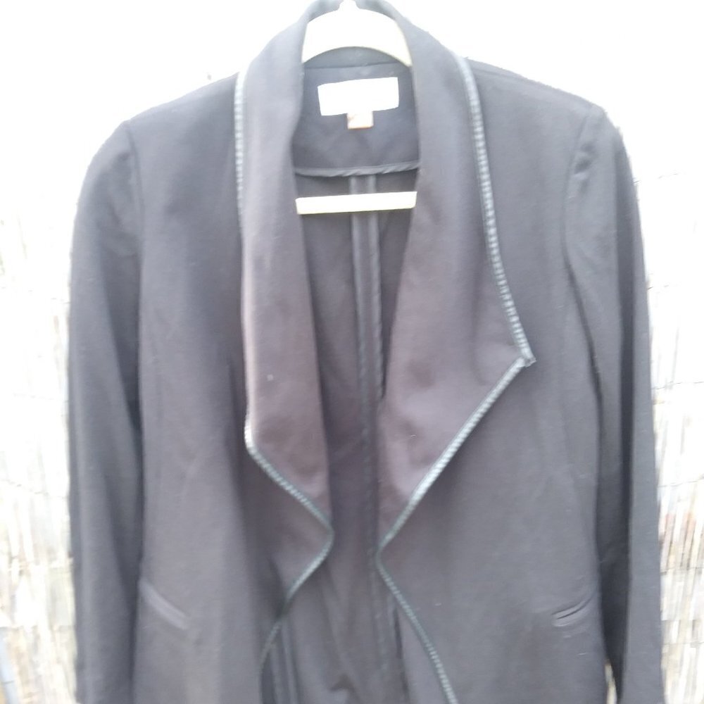 Calvin Klein Women's Black Tuxedo Jacket Blazer Piped Trim - 2